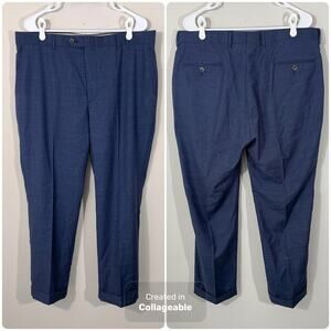 Bespoke Hardwick Clothes Blue Micro Check Plaid Dress Pants Mens 38 X 30 Wool